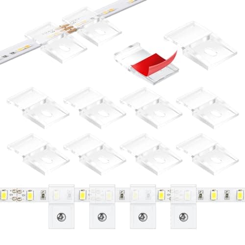 Image of 20Pcs Light Strip Mounting Clips Clear Self Adhesive LED Strip Light Fixing Clips Led Light Fasteners Mounting Holder Brackets with Screws Cable Clamp Organizer for 10mm Light Strip