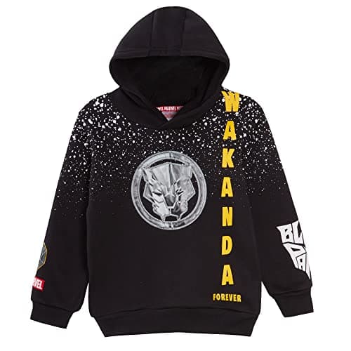 Image of Marvel Black Panther Hoodie Kids Wakanda Hooded Fleece Top Fleece Sweatshirt Black 4 Years