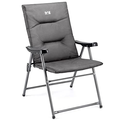 Image of Trail Monarch Folding Camping Chair Padded High Back Outdoor Garden Armchair Seat (Grey & Black)