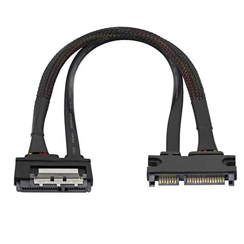 Image of GELRHONR 22 pin SATA Extension Cable, 7+15 Sata Male to Female DATA and Power Combo Extension Cable with Locking Latch,for HDD,SSD,Optical Drives, DVD Burners, PCI Cards-0.3M(6Gbps/s)
