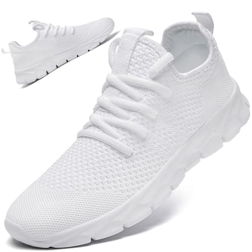 Image of Mens Trainers Running Walking Shoes Slip On Sneakers Gym White Size 11 Workout Work Casual Shoes Tennis Walk Sport Training Breathable Lightweight Fashion Shoe