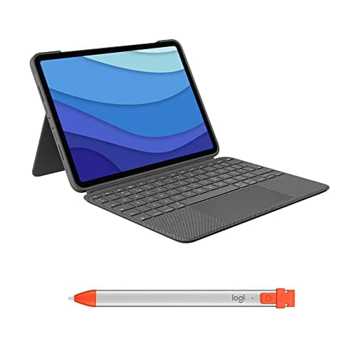 Image of Logitech Combo Touch iPad Pro 11-inch(1st, 2nd, 3rd, 4th gen - 2018, 2020, 2021, 2022) Keyboard Case Crayon Digital Pencil (2018 and later) QWERTY UK - Grey
