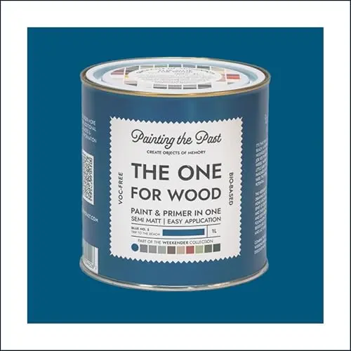 Image of The One for Wood Paint & Primer 1L Blue No. 5 Trip to the Beach | Semi Matt Finish, Bio-Based & VOC-Free Formula for Wooden Furniture & Surfaces | Durable & Easy Indoor Home Decorating