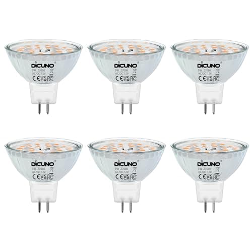 Image of DiCUNO GU5.3 MR16 5W LED Bulb, GU 5.3 Non-Dimmable Spotlight, 50W Halogen Equivalent, 440LM, Warm White 2700K, AC/DC 12V, 120° Beam Angle, 6 Packs
