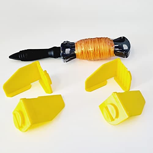 Image of Masons Mate & Builders Line (2 Sets/4 Masons Mate & 30M Builders Line on Spool) - Brick Line Block Set for Straight Brick Laying - Builders Line Anchor Corner Brackets/Brick Line Blocks