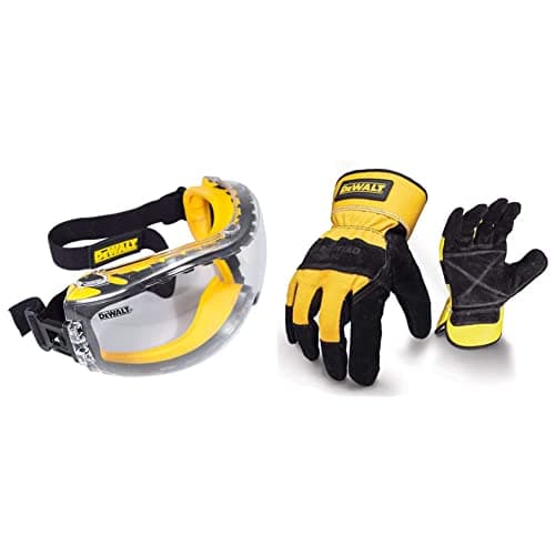 Image of DEWALT GOGGLE Concealer Clear Goggle DPG82-11D & Men - Rigger Gloves Large, Black/Yellow, L Pack of 1 UK