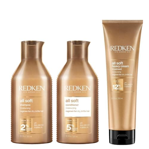 Image of Redken All Soft Shampoo 300ml, Conditioner 300ml & Heavy Cream 250ml Pack