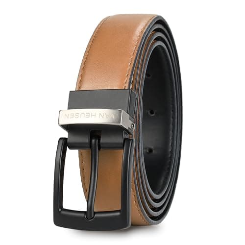 Image of Van Heusen Mens Reversible Leather Belt, Black Brown Dress Belt for Casual, Golf, Work, Tan&black, One size