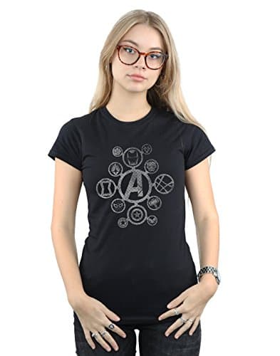 Image of Marvel Women's Avengers Infinity War Distressed Metal Icons T-Shirt Black Medium