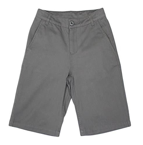 Image of Bienzoe Boys School Uniform Shorts: Kids Cotton Lightweight Twill Bermuda Grey Size 16