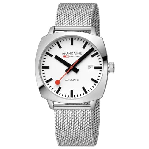 Image of Mondaine Men's Cushion Automatic MSL3961BLBV Bracelet Strap Watch, Silver
