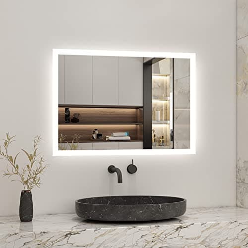 Image of Biubiubath Bathroom LED Mirror 500x700mm with Shaver Socket and 2 USB Ports, Demister Pad Touch Sensor 6500K Cool White Lights Energy-Saving LED Mirrors IP44 Rated