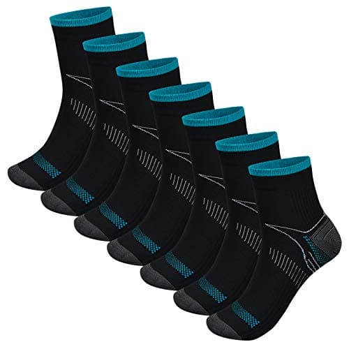 Image of Evolyline 7 PAIRS Medical Compression Socks for Women & Men, Upgraded Plantar Fasciitis Socks with Arch Support, Ankle Socks Best for Athletic Sports Running Flight Travel Pregnancy
