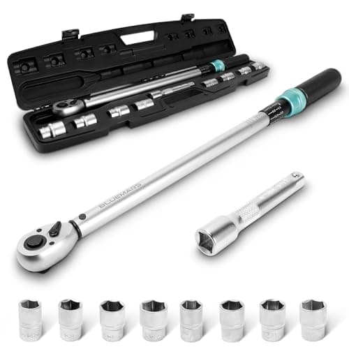 Image of BLUEMARS Heavy-Duty 60-330NM 8PCS 1/2" Sq Drive Click Torque Wrench Set Dual-Direction Adjustable Car Wheel Torque Wrench (17mm,19mm,21mm,24mm)