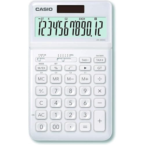Image of Casio JW-200SC-WE Desktop Calculator, Solar/Battery