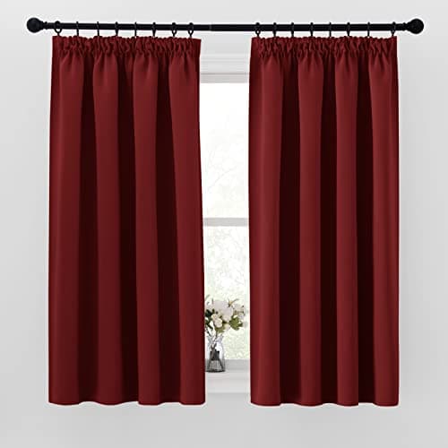 Image of PONY DANCE Blackout Curtains for Bedroom - Pencil Pleat Thermal Window Curtain Panels for Christmas Home Decoration Noise Reduce Energy Save, 2 Pieces, W46 X L54, Red