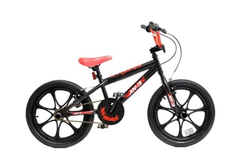 Image of XN BMX 18" 7 Spoke MAG Wheel Freestyle Bike Gyro Stunt Pegs Kids Boys Girls (Black/Red)