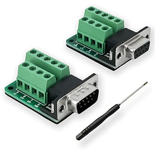 Image of BRIEFCEC DB9 RS-232 D-sub Adapter Serial to 9-Pin Terminal Board Signal Module with Insulation Cushion,(1xMale+1xFemale)