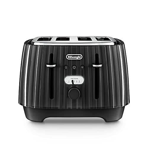 Image of De'Longhi Ballerina Toaster, 4 Slot Toaster, Reheat, 5 Browning Settings, Defrost and Cancel Functions, Pull Crumb Tray, CTD4003.BK, 1800W, UK PLUG, Black