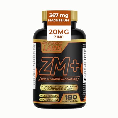 Image of ZM+ Zinc Magnesium B6 Supplement for Men – High Strength ZMA Complex for Sleep, Testosterone & Muscle Recovery – 180 Vegan Capsules