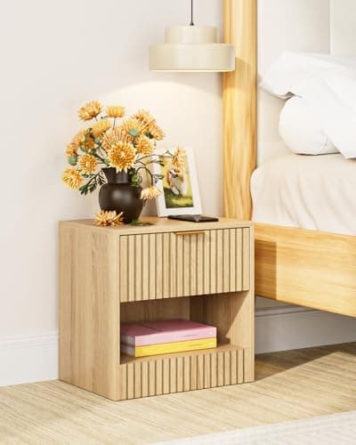 Image of Apetaccat Small Bedside Table,41x28x39cm, Farmhouse Wooden Bedside Cabinet with Drawer,Kids Bedside Table Nightstand for Bedroom,Living Room,Office,Light Brown