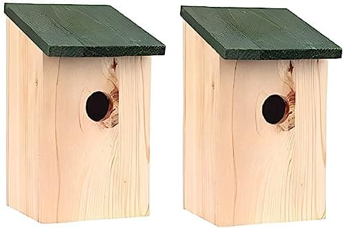 Image of Unibos | 2 x Home and Outdoor Pressure Treated Wooden Wild Bird House Nesting Box - Made Using 100% Wood, Environmentally Friendly Sustainable Forests