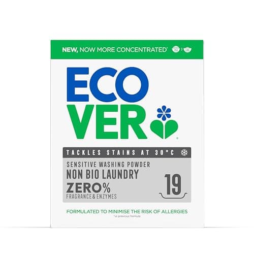 Image of Ecover Zero Non-Bio Laundry Detergent Powder, For Sensitive Skin, Laundry Washing Detergent for Baby Laundry, 1 x 19 Washes, 1 x 0.95kg