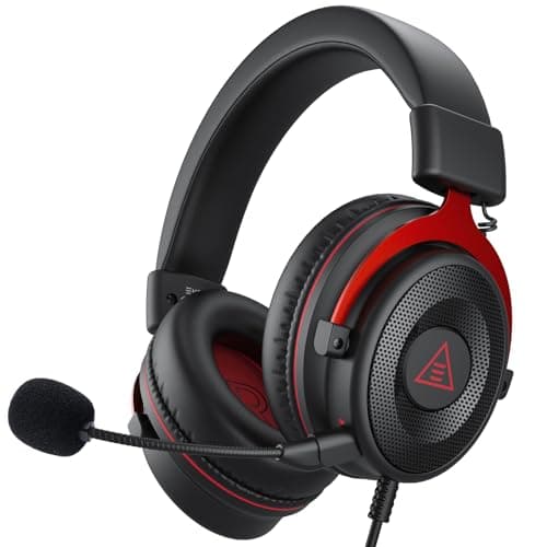 Image of EKSA E900 Wired Gaming Headset for Xbox One - PC Headset with Detachable Noise Cancelling Microphone, 3D Stereo Sound 50mm Driver- Gaming Headphones for Xbox S/X, PS4 PS5, Switch, Laptop (Red)