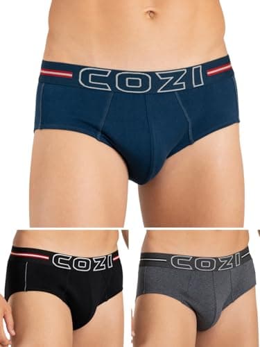 Image of Lux Cozi Men's 100% Cotton Briefs (Pack of 3) (Colour and Prints May Vary), Assorted1, 8