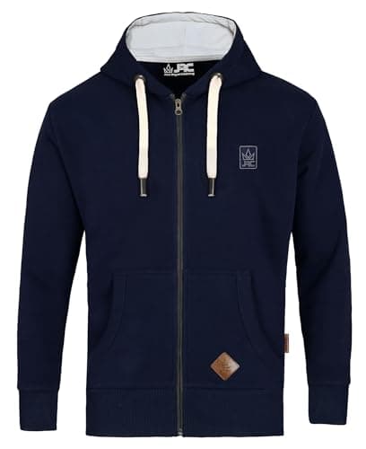 Image of JRC Just Royal Clothing Mens Zipped Fleece Hoodies with Thermal Hood Inner, Casual Zip Up Hooded Sweatshirt Tops with Pockets (Navy, XXL)