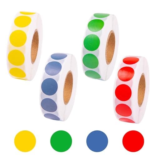 Image of 4000pcs Coloured Dot Stickers - 13mm Coloured Sticky Dots, Sticky Dot for Marking, 4 Colours Circle Stickers, Perfect for Home, Office, School, Inventory Labeling (Red, Yellow, Blue, Green)