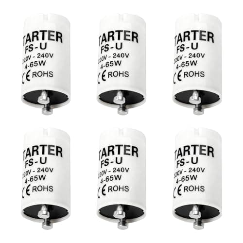 Image of Zquqwa 6 Pack Fluorescent Light Starter, Fluorescent Light Starter Switches, 4-65W FSU 220-240V FSU Starters Compatible with T8/T12 Starters, Energy Efficient Switches for Strip Lights Ceiling Lights