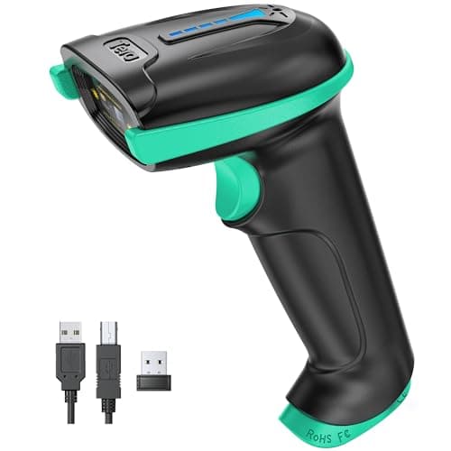 Image of Tera Barcode Scanner Wireless with Battery Level Indicator (2.4Ghz Wireless+USB 2.0 Wired) Rechargeable 1D Barcode Reader USB Handheld Bar Code Scanner, Design Patent: EU008489413, 5100 Blue