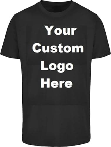 Image of Personalised Tshirt Your Text Logo Photo Printed Custom t-Shirt Party Cotton Top (UK, Alpha, L, Regular, Regular, Black)