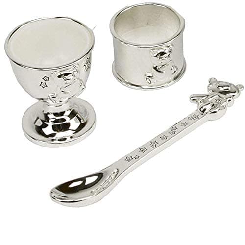 Image of Silver Plated Egg Cup, Spoon and Napkin Ring