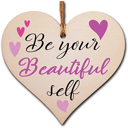 Image of Decorative Wooden Heart Plaque – Inspirational Quote Wall Art – Rustic Hanging Sign for Home, Office, Bedroom, or Gift Giving