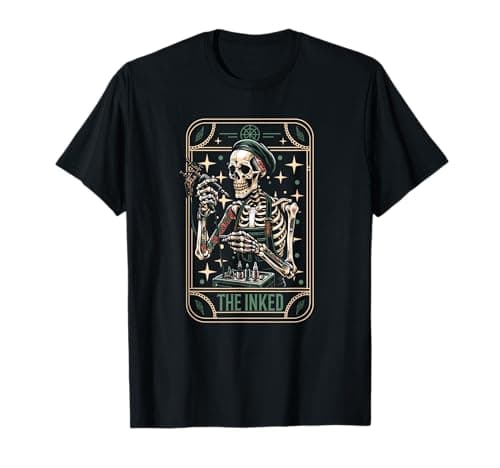 Image of Tattoo Artist Gifts & Accessories Tattoo T-Shirt - Skeleton Tarot Card - Black - Unisex Adults - Small