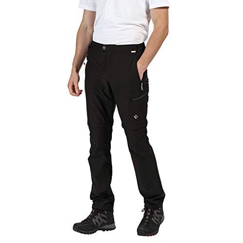 Image of Regatta Highton Men's Zip-Off Active Stretch Walking Trousers Regular Length Black
