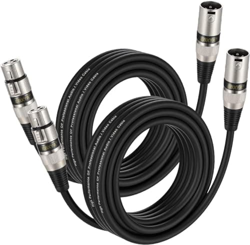 Image of EBXYA XLR Cable 6M 2-Pack Male to Female Balanced Microphone Lead for Mic Mixer, Recording Studio
