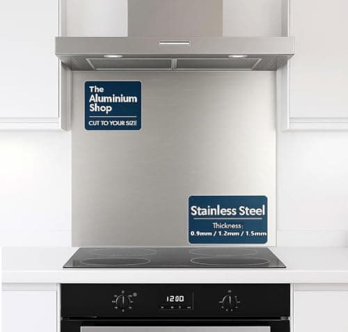 Image of Stainless Steel Brushed Kitchen Splashback 0.9mm Thick Cooker Hob Wall – Multiple Size Options (600mm x 600mm)