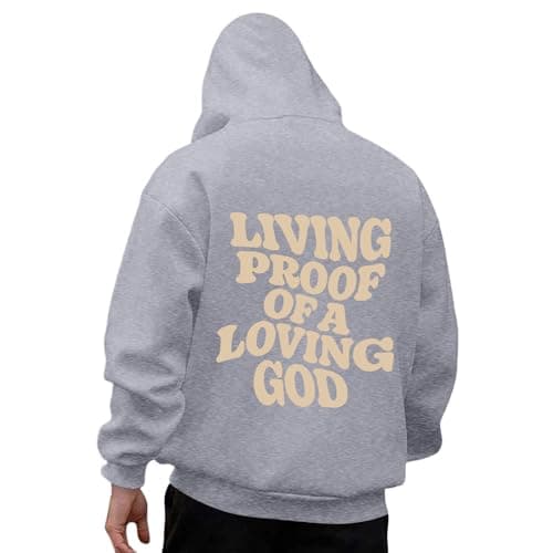 Image of Generisch Men's Casual Hoodie Long Sleeve Print Design Spring Comfortable Everyday Wear Black Hoodies Unisex, Light grey, XXL