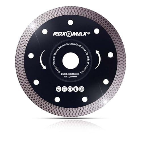 Image of RDXMAX ® 125mm Diamond Cutting Discs for Angle Grinder - Super Thin Fast, Clean Cut on Porcelain, Granite, Marble, Concrete, Tiles, Stones, Bricks & Ceramics- 4.5" Wheel - Size 125 x 1.4 x 22.23mm