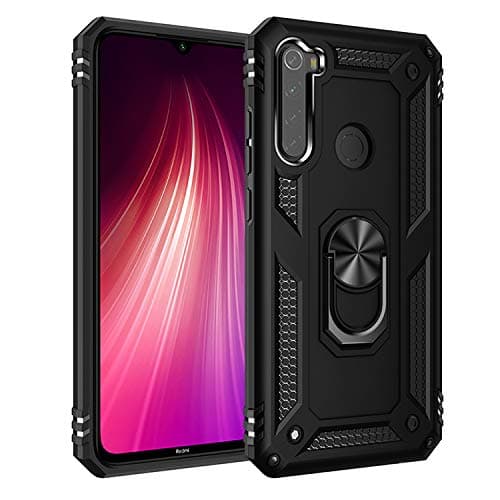Image of BestST Case for Samsung A21 + HD Screen Protector, Tough Armor Black case, Dual Layer Hybrid Drop Protection Hard PC Back Flexible TPU Bumper Cover for Samsung Galaxy A21