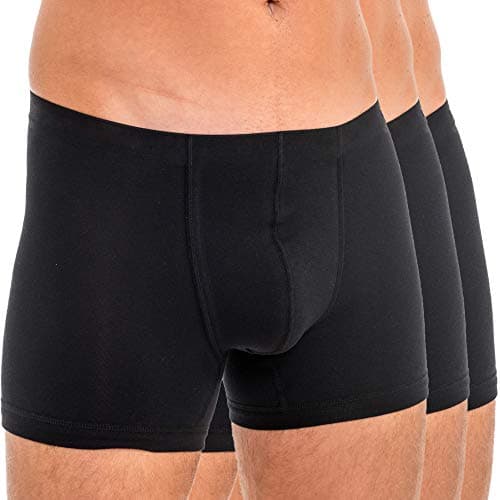 Image of HERMKO 3901 3-Pack Men's Boxer Shorts in 100% Organic Cotton, Size:Large, Colour:Black
