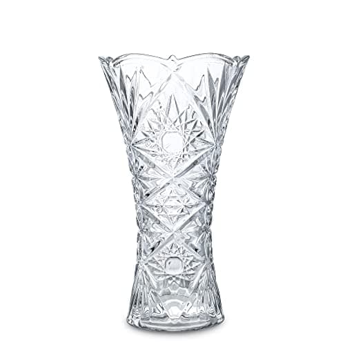 Image of H&D HYALINE & DORA Clear Crystal Vase, Glass Flower Vase Thickening Design Suitable for Home Decor Centerpieces, Wedding, Mothers Gift,9.2'' Tall