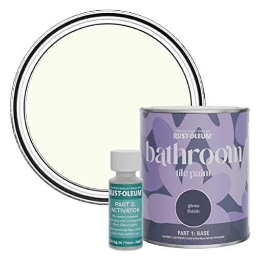 Image of Rust-Oleum White Water-Resistant Bathroom Tile Paint in Gloss Finish - Antique White 750ml