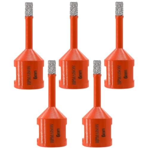 Image of HPMAISON 6mm Diamond Drill Bits, 5Pcs M14 Vacuum Brazed Dry Diamond Core Drill Bit Set for Drilling Porcelain Tile Granite Marble Stoneware, Fits for Angle Grinders