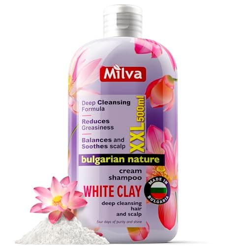 Image of Milva Shampoo for Greasy Hair with Kaolin White Clay - 500 ml Natural Shampoo for Oily Hair, Dry Scalp Treatment - Deep Cleansing Clarifying to Remove Build Up, Exfoliate Dead Cells