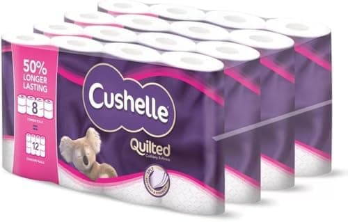Image of Cushelles Quilted Toilet Tissue, 50% Longer Lasting, 16 Double Rolls