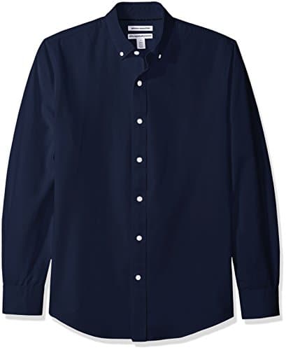 Image of Amazon Essentials Men's Slim-Fit Long-Sleeve Oxford Shirt, Navy, XL